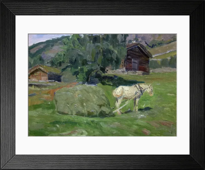 Framed Print : Haymaking in Vaga, unknown date. Creator: Fredrik Borgen Framed Print : Haymaking in Vaga, unknown date. Creator: Fredrik Borgen