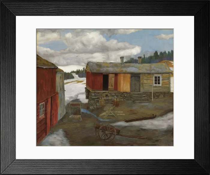 Framed Print : Courtyard in Slush at Roros, 1905. Creator: Harald Sohlberg Framed Print : Courtyard in Slush at Roros, 1905. Creator: Harald Sohlberg