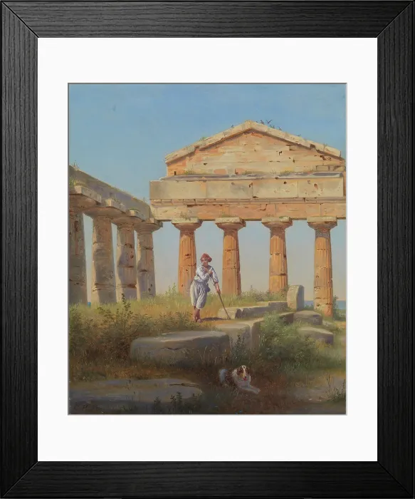 Framed Print : Shepherd boy in the temple, Paestum, 1854. Creator: Constantin Hansen Framed Print : Shepherd boy in the temple, Paestum, 1854. Creator: Constantin Hansen