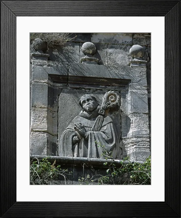 Framed Print : Stone relief of Bernard of Clairvaux, Monsalud Monastery, Corcoles, Castile-La Mancha, Spain, 2001. Creator: LTL Framed Print : Stone relief of Bernard of Clairvaux, Monsalud Monastery, Corcoles, Castile-La Mancha, Spain, 2001. Creator: LTL