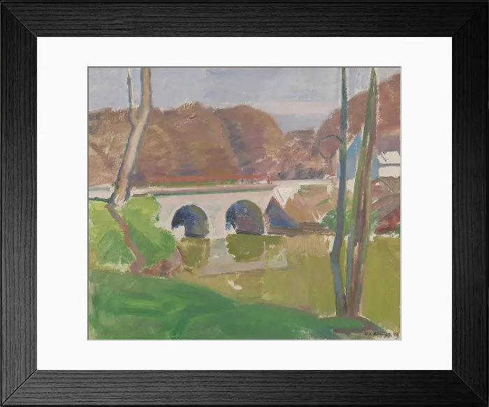 Framed Print : Landscape with bridge, 1944. Creator: Knud Ove Hilkier Framed Print : Landscape with bridge, 1944. Creator: Knud Ove Hilkier