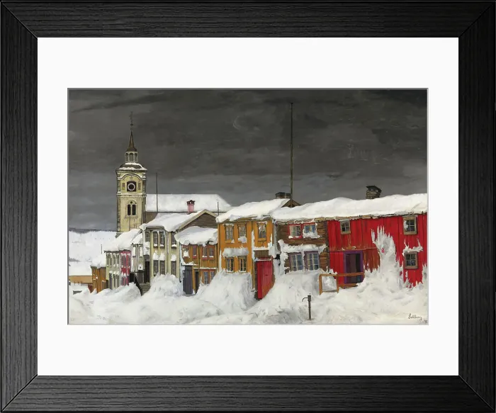 Framed Print : Street in Roros in Winter, 1903. Creator: Harald Sohlberg Framed Print : Street in Roros in Winter, 1903. Creator: Harald Sohlberg