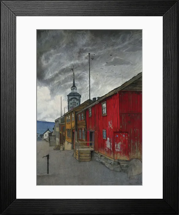 Framed Print : Street in Roros, 1902. Creator: Harald Sohlberg Framed Print : Street in Roros, 1902. Creator: Harald Sohlberg