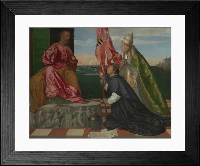 Framed Print : Pope Alexander VI Presenting Bishop Jacopo Pesaro to Saint Peter, 1503-1506. Creator: Titian Framed Print : Pope Alexander VI Presenting Bishop Jacopo Pesaro to Saint Peter, 1503-1506. Creator: Titian