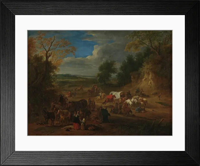 Framed Print : An attack by robbers, 1st half of 18th century. Creator: Theobald Michau Framed Print : An attack by robbers, 1st half of 18th century. Creator: Theobald Michau