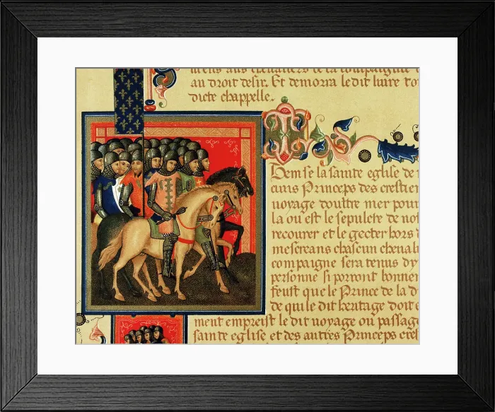 Framed Print : Crusaders departing towards the Holy Land, Order of the Holy Spirit, 15th century (19th century). Creator: Unknown Framed Print : Crusaders departing towards the Holy Land, Order of the Holy Spirit, 15th century (19th century). Creator: Unknown