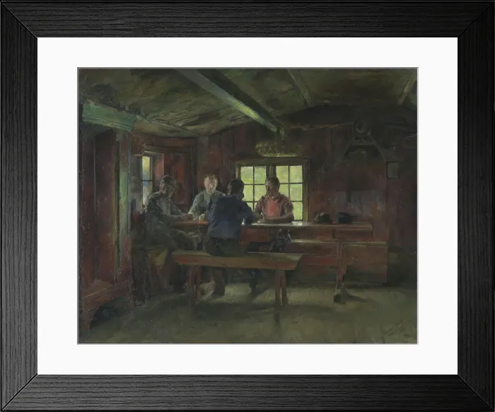 Framed Print : Card Players, 1897. Creator: Harriet Backer Framed Print : Card Players, 1897. Creator: Harriet Backer
