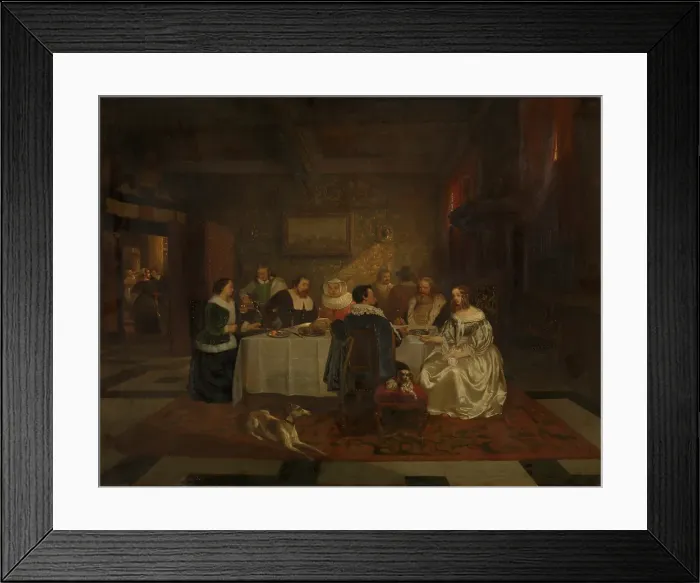 Framed Print : Banquet, 1850. Creator: Willem Linnig I Framed Print : Banquet, 1850. Creator: Willem Linnig I