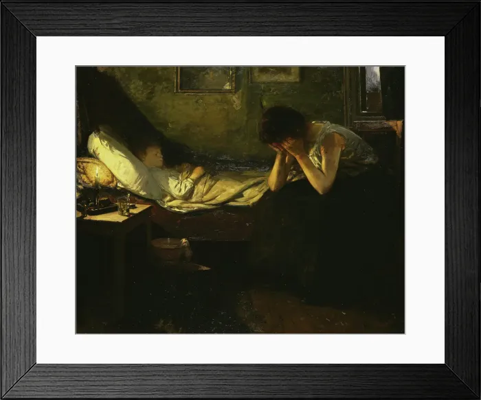 Framed Print : The sick Child, 1906. Creator: Oscar Wergeland Framed Print : The sick Child, 1906. Creator: Oscar Wergeland