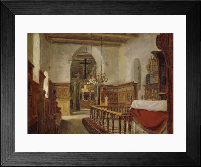 Framed Print : Interior from the Church at Voss, probably 1855. Creator: Adolph Tidemand Framed Print : Interior from the Church at Voss, probably 1855. Creator: Adolph Tidemand