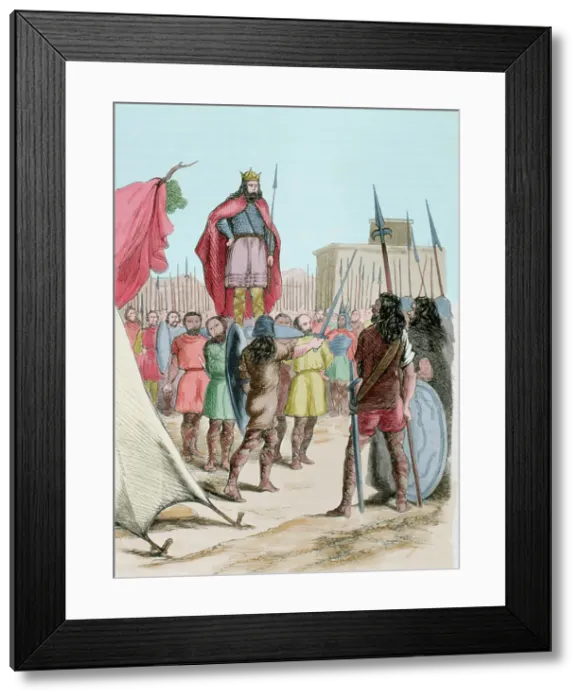 Framed Print : Wamba (died 687) is elected the King. Creator: Unknown Framed Print : Wamba (died 687) is elected the King. Creator: Unknown