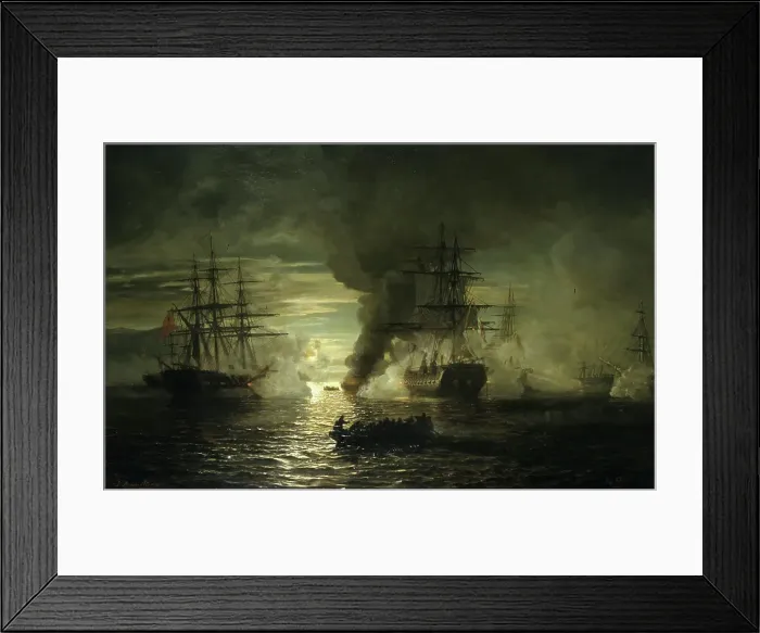 Framed Print : The Sea battle at the Algoa Bay in 1799, 1863. Creator: Johan Jacob Bennetter Framed Print : The Sea battle at the Algoa Bay in 1799, 1863. Creator: Johan Jacob Bennetter