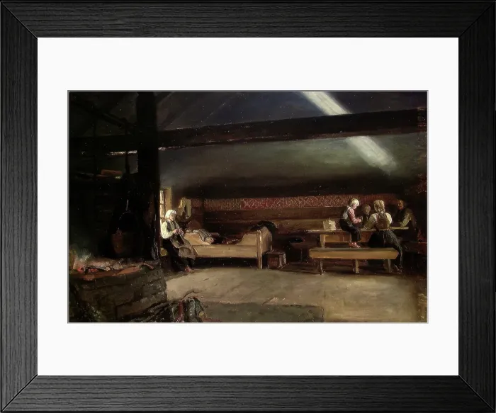 Framed Print : Farm Interior at Vikoy, 1873. Creator: Adolph Tidemand Framed Print : Farm Interior at Vikoy, 1873. Creator: Adolph Tidemand