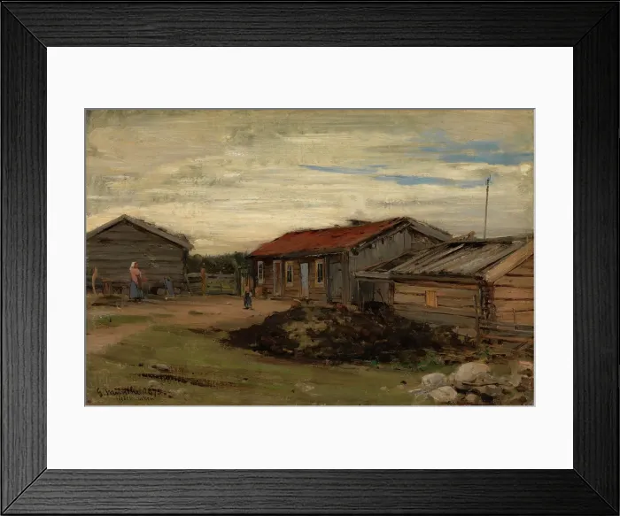Framed Print : Country Courtyard, 1875. Creator: Gerhard Munthe Framed Print : Country Courtyard, 1875. Creator: Gerhard Munthe