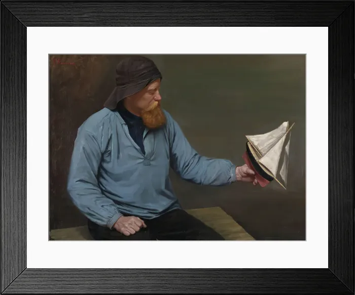 Framed Print : Contemplating his Model Boat, probably the 1880s. Creator: Ragnhild Beichmann Framed Print : Contemplating his Model Boat, probably the 1880s. Creator: Ragnhild Beichmann