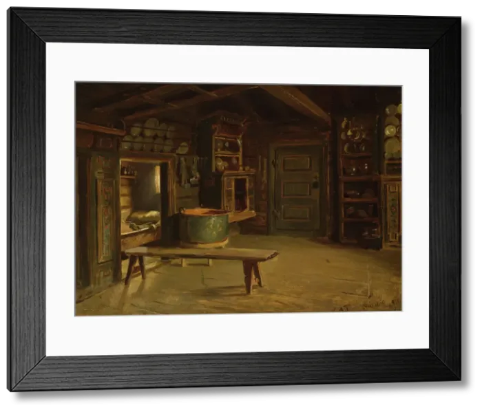 Framed Print : Farm Interior from Gulsvik in Hallingdal, probably 1848. Creator: Adolph Tidemand Framed Print : Farm Interior from Gulsvik in Hallingdal, probably 1848. Creator: Adolph Tidemand