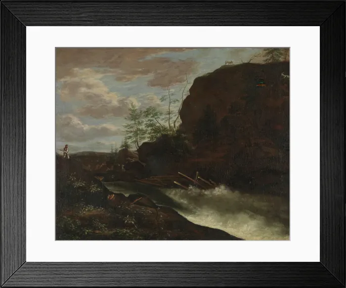 Framed Print : Krapfoss near Moss, 1699. Creator: Jacob Koninck the Younger Framed Print : Krapfoss near Moss, 1699. Creator: Jacob Koninck the Younger