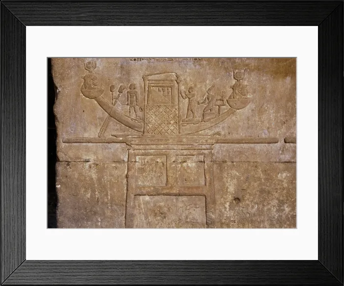 Framed Print : Relief depicting a sacred boat of Hathor, Temple of Edfu, Egypt, Ptolemaic period, 237-57 BC (2003). Creator: LTL Framed Print : Relief depicting a sacred boat of Hathor, Temple of Edfu, Egypt, Ptolemaic period, 237-57 BC (2003). Creator: LTL