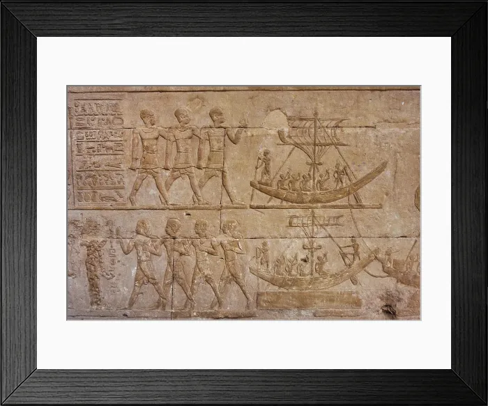 Framed Print : Reliefs depicting Egyptians and boats, Temple of Edfu, Egypt, Ptolemaic period, 237-57 BC (2003). Creator: LTL Framed Print : Reliefs depicting Egyptians and boats, Temple of Edfu, Egypt, Ptolemaic period, 237-57 BC (2003). Creator: LTL