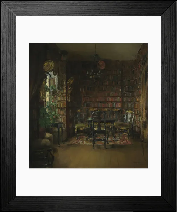 Framed Print : Thorvald Boeck's Library, 1902. Creator: Harriet Backer Framed Print : Thorvald Boeck's Library, 1902. Creator: Harriet Backer