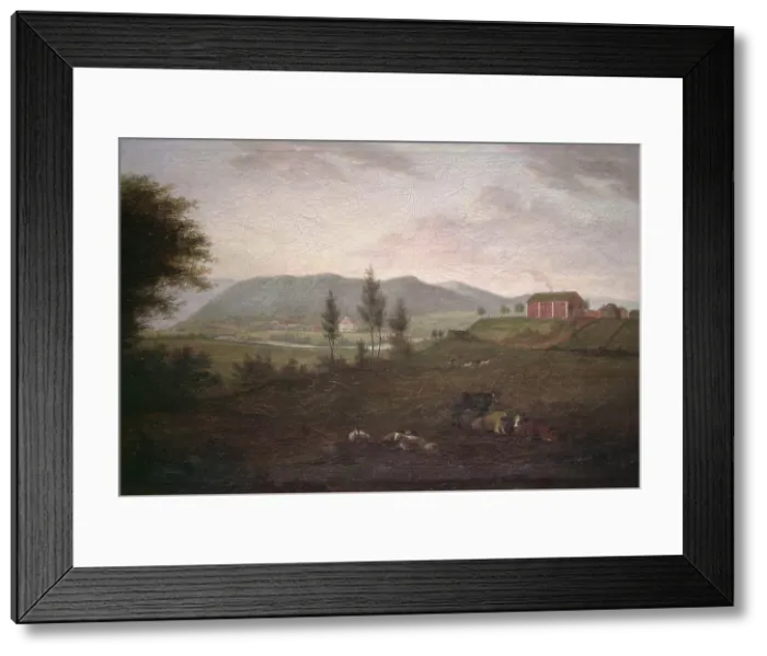 Framed Print : View of Storen Church and Parsonage, 1823. Creator: Jacob Petersen Framed Print : View of Storen Church and Parsonage, 1823. Creator: Jacob Petersen