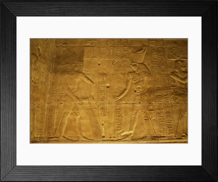 Framed Print : Relief of the Pharaoh making offerings to Horus, Temple of Edfu, Egypt, Ptolemaic period, (2003). Creator: LTL