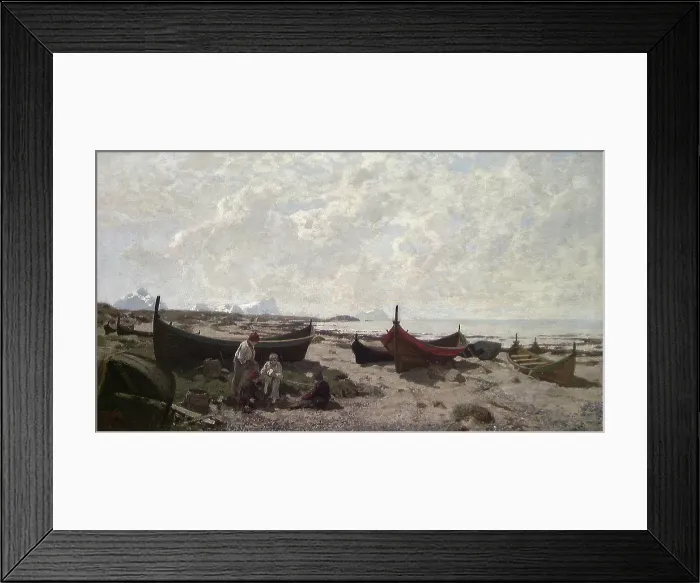 Framed Print : Boats on the Beach, 1883. Creator: Otto Sinding Framed Print : Boats on the Beach, 1883. Creator: Otto Sinding