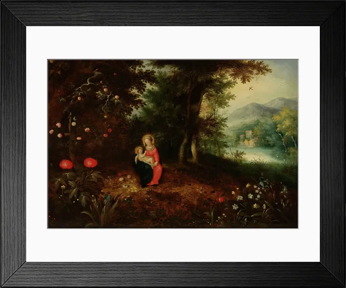 Framed Print : Virgin and Child in a Wooded Landscape, about 1615-1620. Creators: Abraham Govaerts, Ambrosius Francken II
