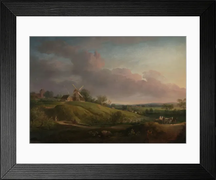 Framed Print : Landscape with a Church and a Mill, 1798. Creator: Jens Juel Framed Print : Landscape with a Church and a Mill, 1798. Creator: Jens Juel