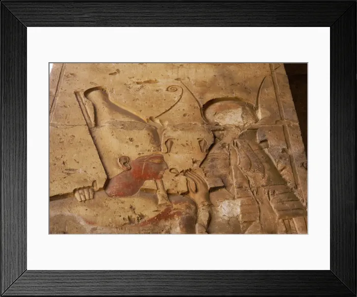 Framed Print : Pharaoh wearing the double crown... Temple of Seti I, Abydos, Egypt, New Kingdom, 19th...(2003). Creator: LTL Framed Print : Pharaoh wearing the double crown... Temple of Seti I, Abydos, Egypt, New Kingdom, 19th...(2003). Creator: LTL