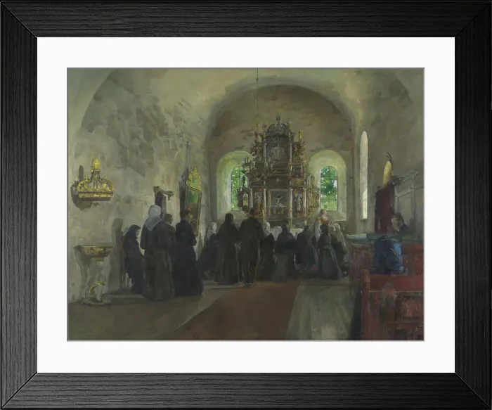 Framed Print : Holy Communion in Stange Church, 1903. Creator: Harriet Backer Framed Print : Holy Communion in Stange Church, 1903. Creator: Harriet Backer