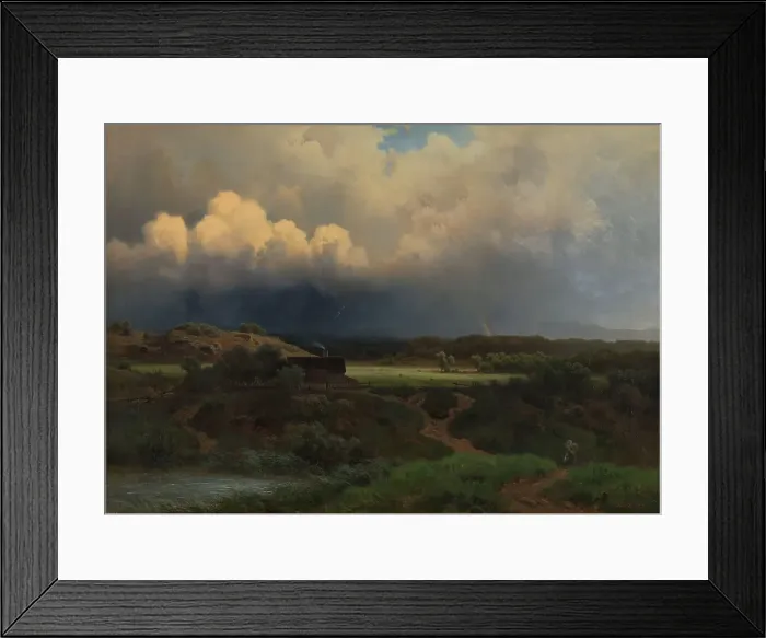 Framed Print : Landscape with stormy Sky, 1855. Creator: Joachim Frich Framed Print : Landscape with stormy Sky, 1855. Creator: Joachim Frich