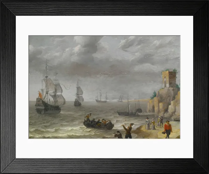 Framed Print : Seascape with Ruins on a Cliff, 1641. Creator: Abraham Willaerts