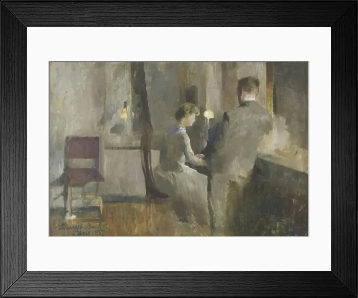 Framed Print : Music, Interior from Paris, 1887. Creator: Harriet Backer Framed Print : Music, Interior from Paris, 1887. Creator: Harriet Backer