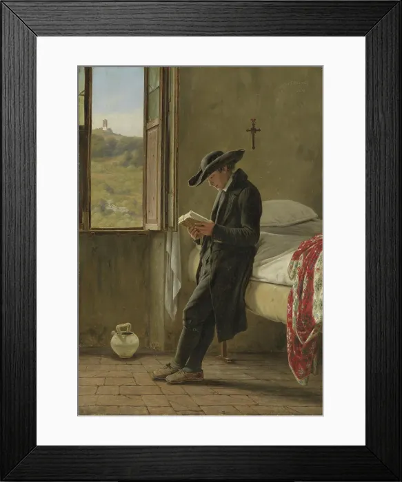 Framed Print : Young Priest reading, 1838. Creator: Martinus Rorbye Framed Print : Young Priest reading, 1838. Creator: Martinus Rorbye