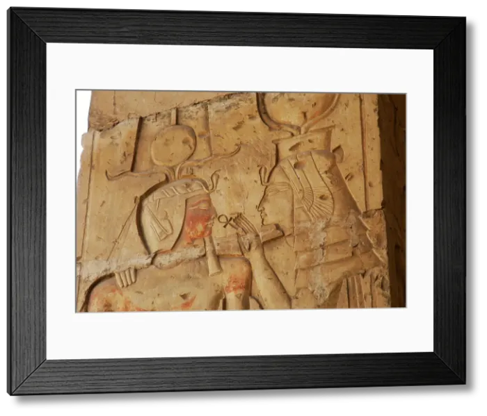 Framed Print : Pharaoh receiving the Ankh from a divinity, Temple of Seti I, Abydos, New Kingdom, 19th Dynasty. Creator: LTL Framed Print : Pharaoh receiving the Ankh from a divinity, Temple of Seti I, Abydos, New Kingdom, 19th Dynasty. Creator: LTL