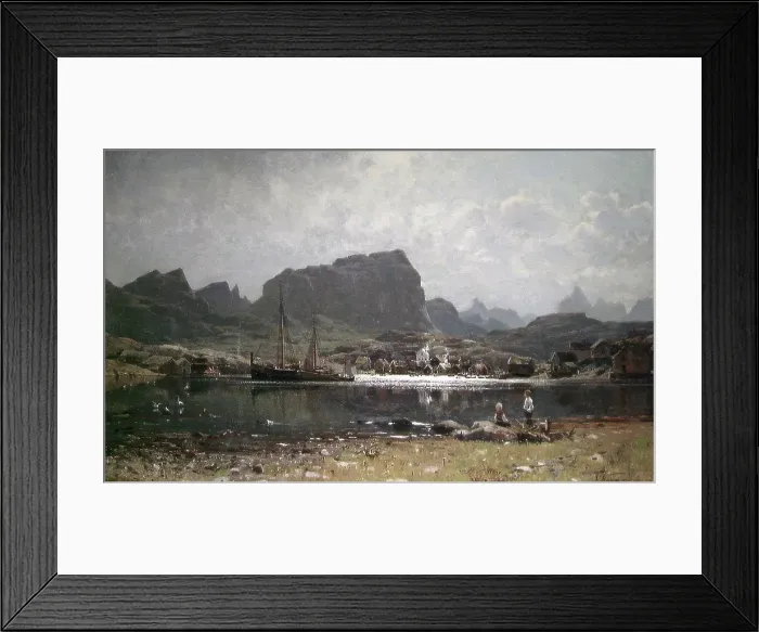 Framed Print : A fishing Village in the North of Norway, 1880. Creator: Adelsteen Normann Framed Print : A fishing Village in the North of Norway, 1880. Creator: Adelsteen Normann