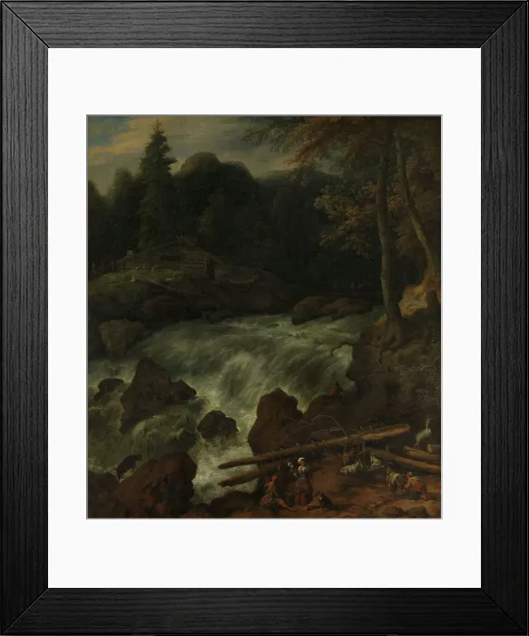 Framed Print : Waterfall, between 1653 and 1674. Creators: Allart van Everdingen, Johannes Lingelbach Framed Print : Waterfall, between 1653 and 1674. Creators: Allart van Everdingen, Johannes Lingelbach