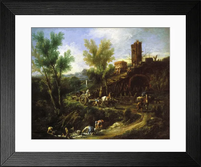 Framed Print : Landscape with Gypsies and Washerwomen, about 1705-1710. Creator: Alessandro Magnasco Framed Print : Landscape with Gypsies and Washerwomen, about 1705-1710. Creator: Alessandro Magnasco
