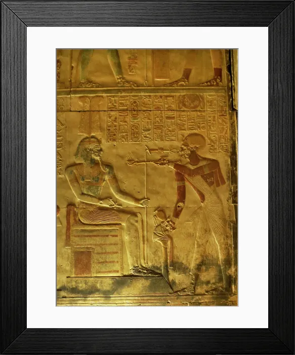 Framed Print : Pharaoh making offering of incense before a god, Temple of Seti I, Abydos, Egypt, New Kingdom (2003) Creator: LTL Framed Print : Pharaoh making offering of incense before a god, Temple of Seti I, Abydos, Egypt, New Kingdom (2003) Creator: LTL