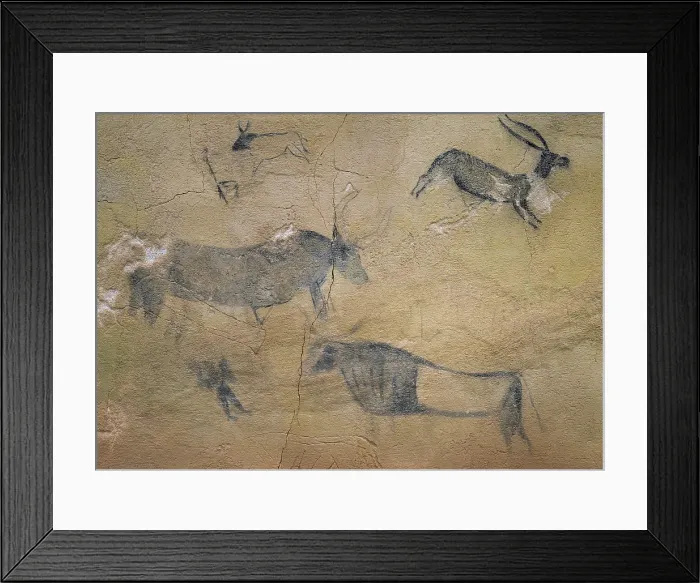 Framed Print : Detail of a large bovine scene, Caves of El Cogul, Lleida, Catalonia, Spain, 1997. Creator: Unknown Framed Print : Detail of a large bovine scene, Caves of El Cogul, Lleida, Catalonia, Spain, 1997. Creator: Unknown