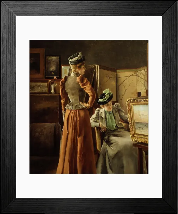 Framed Print : Looking at a Painting, 1891. Creator: Alfred Stevens Framed Print : Looking at a Painting, 1891. Creator: Alfred Stevens