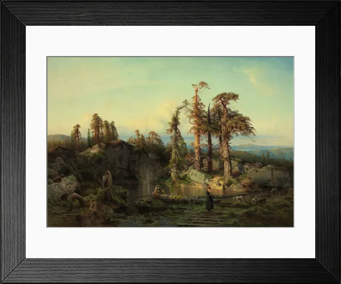 Framed Print : Tarn in Telemark, 1852. Creator: Herman August Cappelen Framed Print : Tarn in Telemark, 1852. Creator: Herman August Cappelen