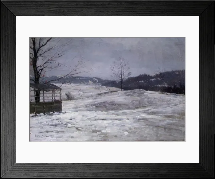 Framed Print : Winter landscape, Undated. Creator: Ludvig Skramstad Framed Print : Winter landscape, Undated. Creator: Ludvig Skramstad