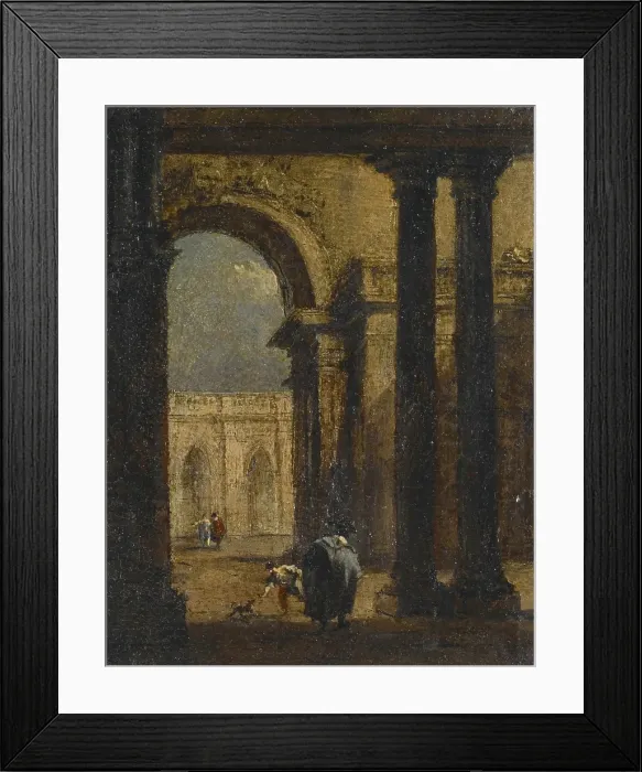 Framed Print : Capriccio: A Palace Courtyard, about 1790-93. Creator: Francesco Guardi Framed Print : Capriccio: A Palace Courtyard, about 1790-93. Creator: Francesco Guardi