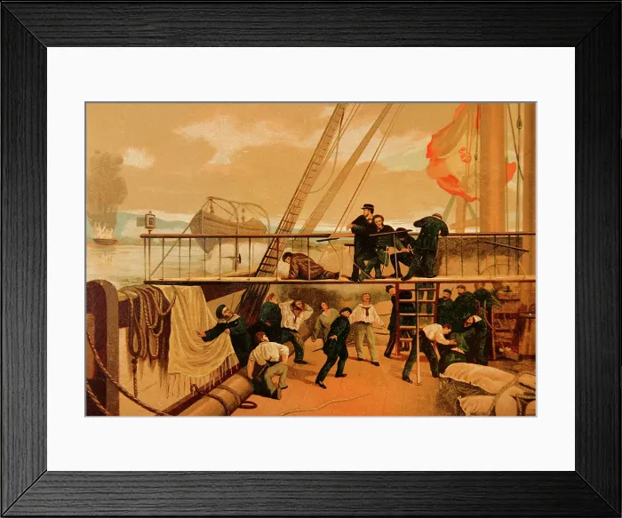 Framed Print : Mendez Nunez wounded in the Battle of El Callao (May 2, 1866), 19th century. Creator: Unknown Framed Print : Mendez Nunez wounded in the Battle of El Callao (May 2, 1866), 19th century. Creator: Unknown