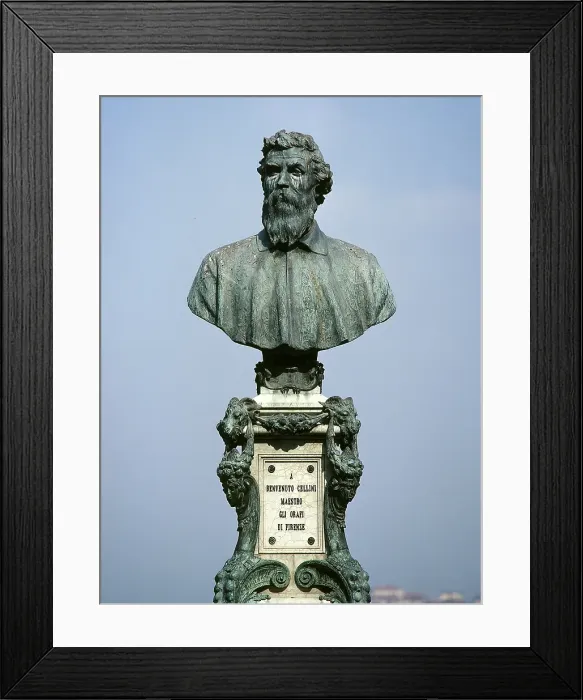 Framed Print : Bust of Benvenuto Cellini (1500-1571), Italian sculptor, Ponte Vecchio, Florence, Italy, 1901 (2000) Creator: LTL Framed Print : Bust of Benvenuto Cellini (1500-1571), Italian sculptor, Ponte Vecchio, Florence, Italy, 1901 (2000) Creator: LTL