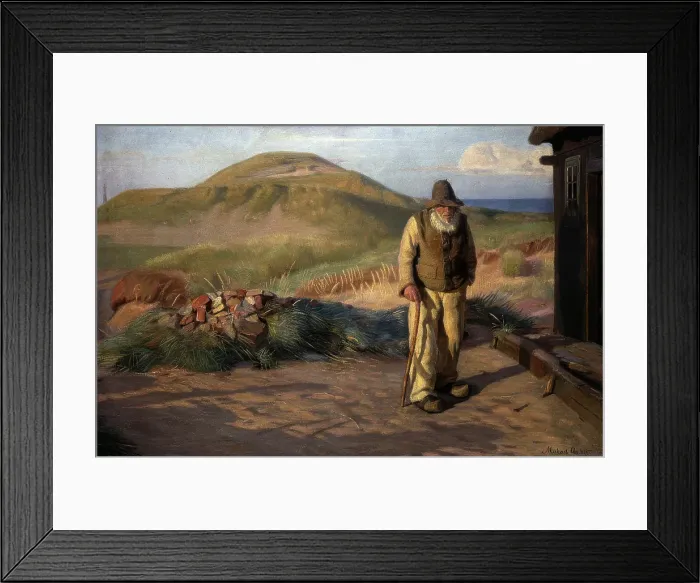 Framed Print : Blind Kristian outside his House, 1884. Creator: Michael Peter Ancher Framed Print : Blind Kristian outside his House, 1884. Creator: Michael Peter Ancher