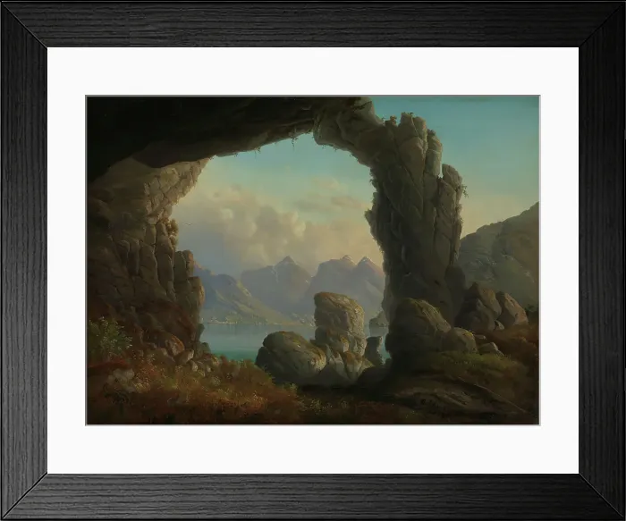 Framed Print : North-Norwegian Landscape with Natural Arch, 1859. Creator: Christian Due Framed Print : North-Norwegian Landscape with Natural Arch, 1859. Creator: Christian Due