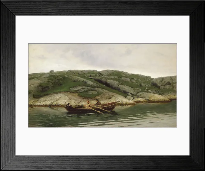 Framed Print : Three Men in a Rowing Boat, 1883. Creator: Nicolai Martin Ulfsten Framed Print : Three Men in a Rowing Boat, 1883. Creator: Nicolai Martin Ulfsten